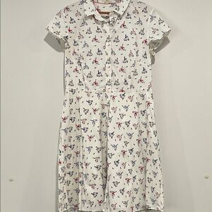 Boden Cream Midi Dress with Butterfly Pattern